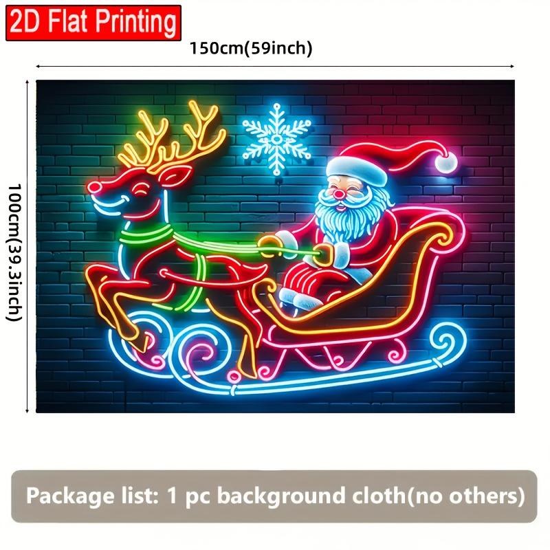 2D plane, 1pc 2D plane decoration Santa Claus and reindeer sleigh banner - terrace decoration banner, 2D plane