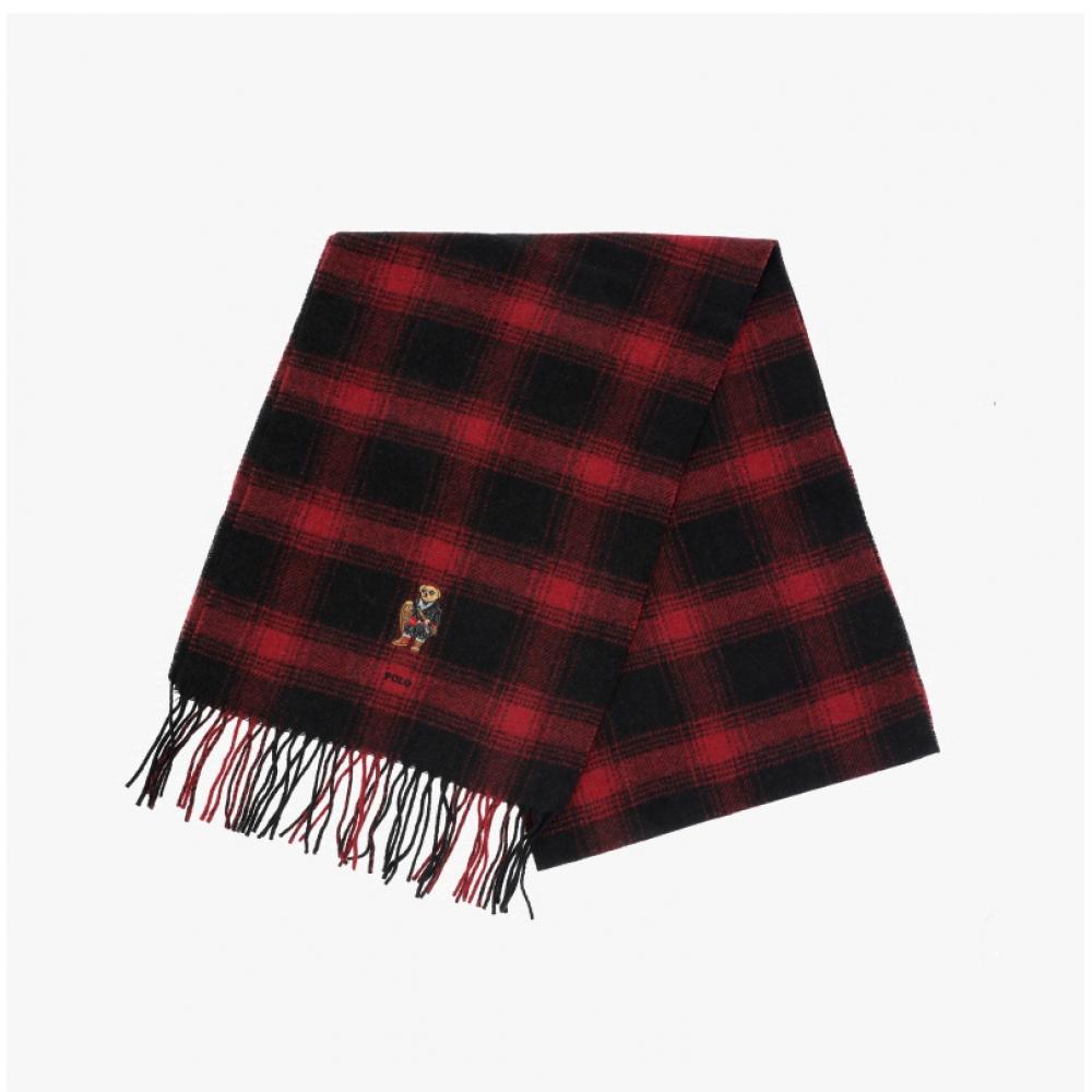 Polo Ralph Lauren Holiday Bear Plaid Check Fringe Muffler Pc1456 001