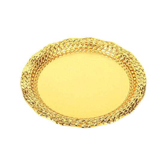 Vintage Round Metal Tray Retro Decorative Display Plate Flat Bottom Serving Platter for Jewelry