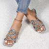 Large Size Flat Slippers Women's Rhinestone Flat Sandals Slippers Women's Tea Explosion