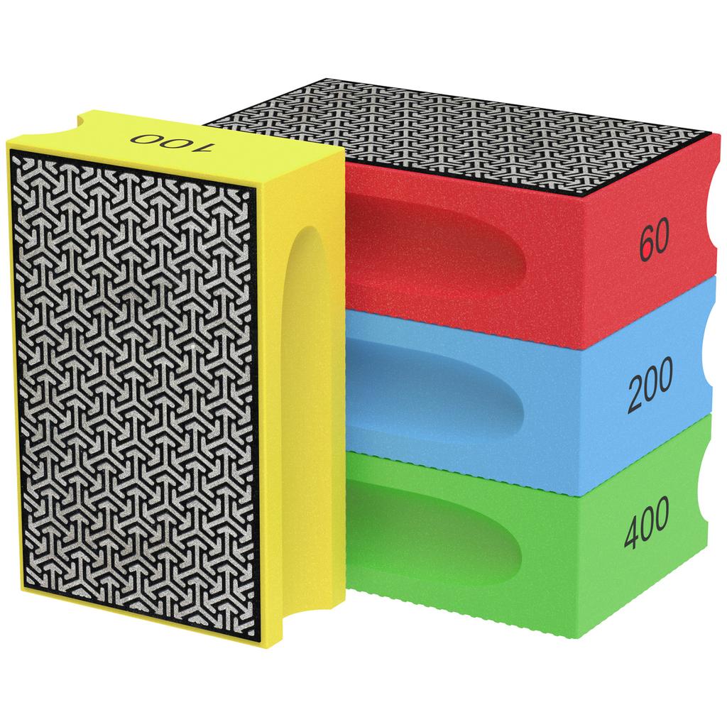 4pcs Diamond Hand Polishing Pads 60/100/200/400 Grit Reusable Wet And Dry Diamond Hand Polishing Plates