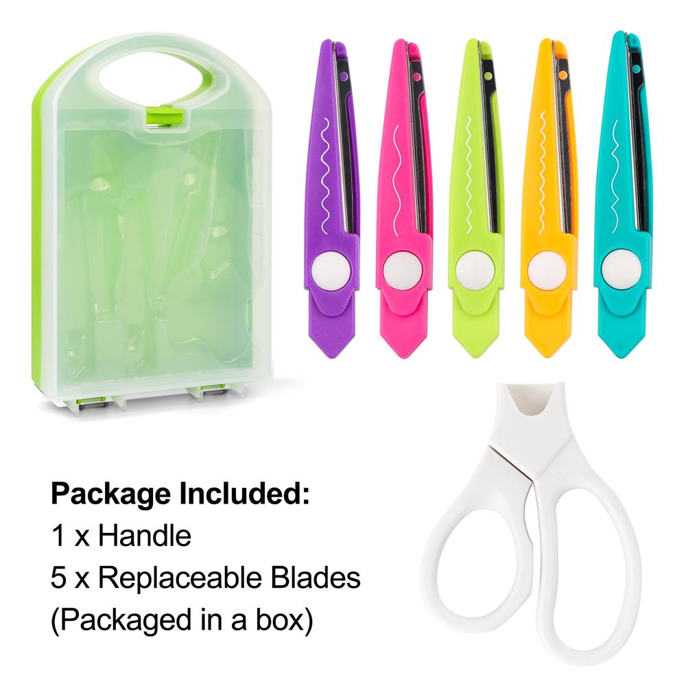 

5 pairs Zig Zag Edges with Portable Organizing Container Decorative Paper Edge Scissors Set, , great for DIY Paper Wavy Edge