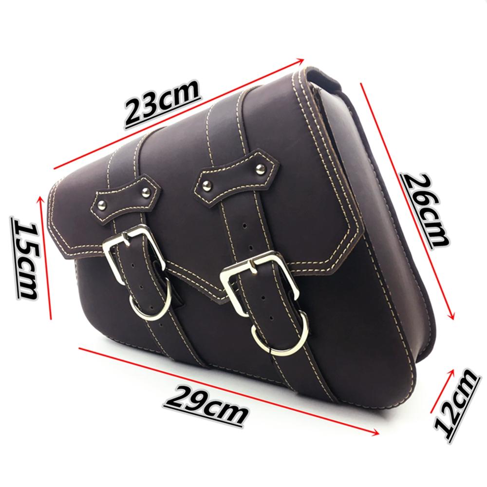 Brown Motorcycle Leather Saddle Bag Luggage Side Tool Bag Universak Fit for Honda Yamaha Suzuki Harley Sportster XL 883 XL1200