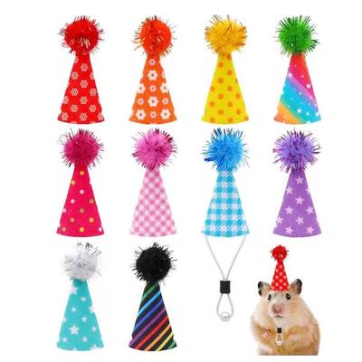 Mini Hamster Party Hat with Pointed Horn & Fur Ball