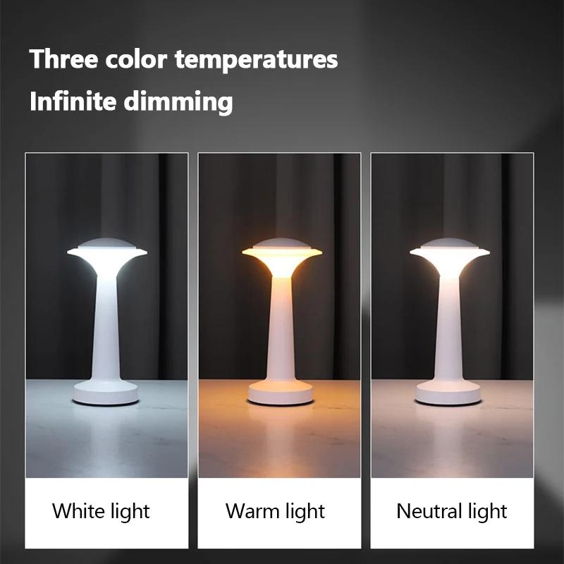 Mushroom LED Rechargeable Desk Lamp Bedroom Bedside Light Coffee Shop Restaurant Touch Switch USB Decoration Led Table Lamps