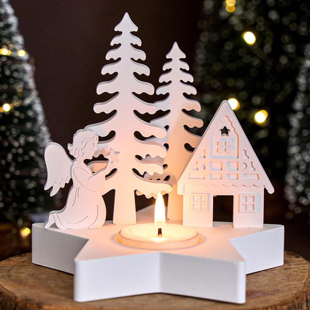 Christmas Tree Angel Elk Santa Claus Candlestick Mold DIY Star Design Candle Holder Casting Molds Plaster Resin Crafts Making