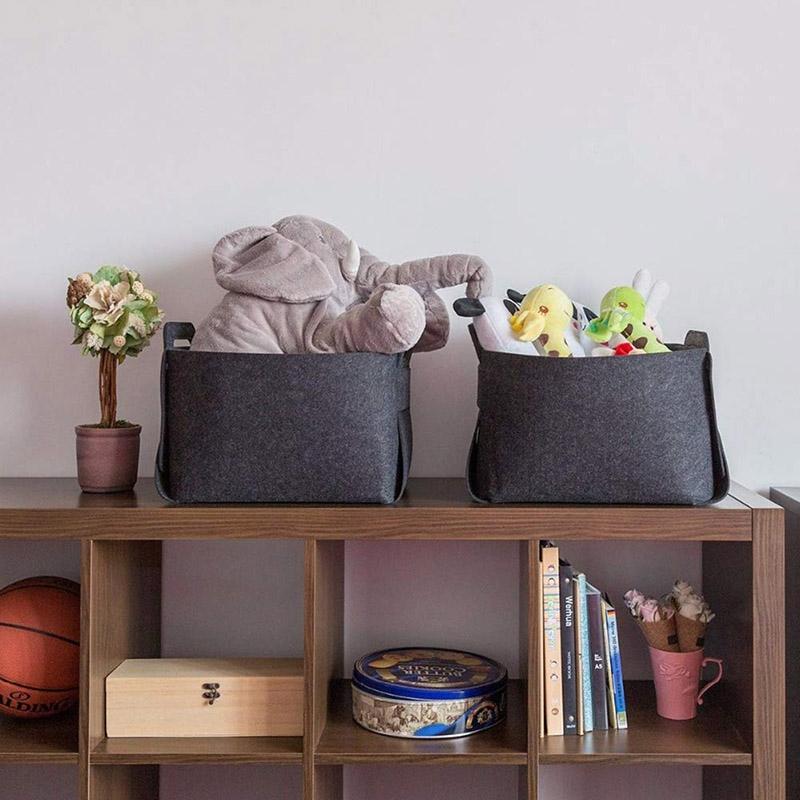Felt Sundries Storage Basket Foldable Household Laundry Basket With Handle For Dirty Clothes