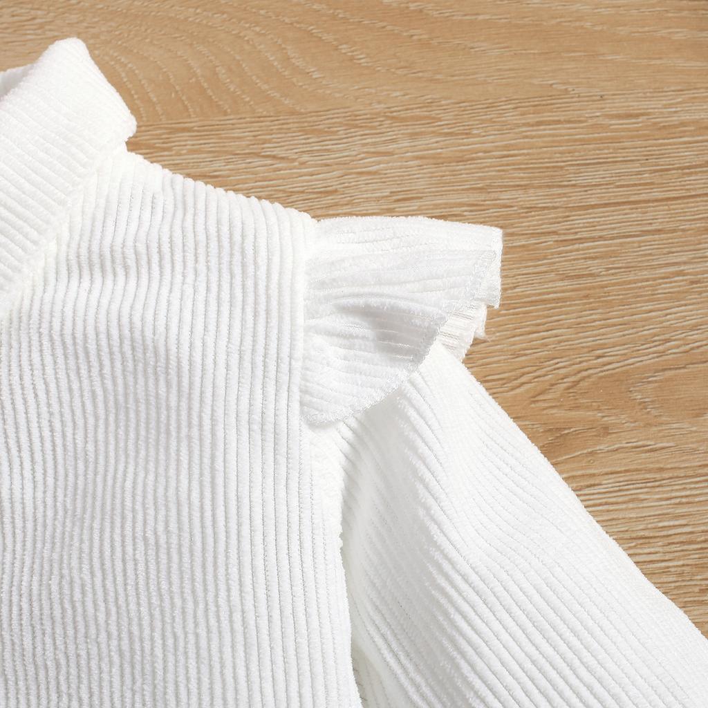 Girls Spring And Autumn Corduroy Turn-Down Collar Dress Leather Vest Two-Piece Set Children Clothing