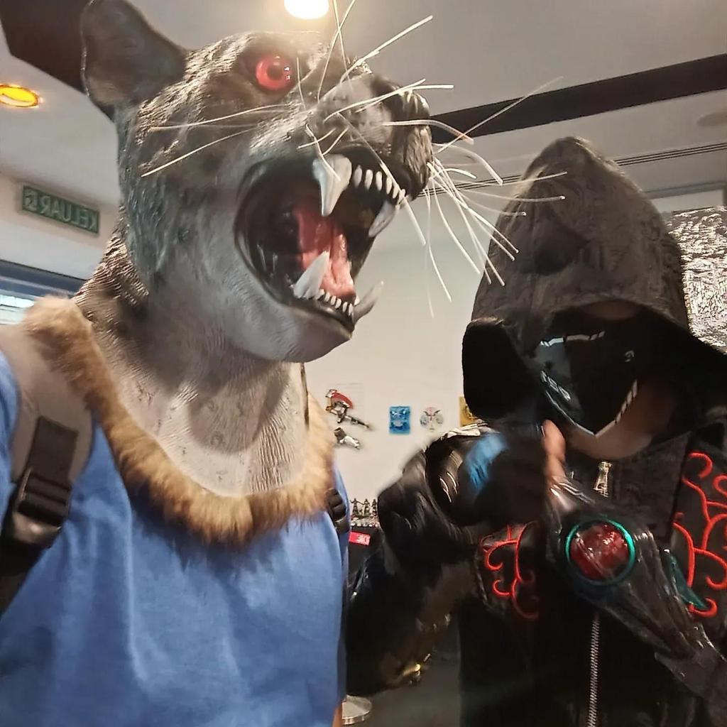 Animal Headgear Mask, Realistic Gray Leopard Mask