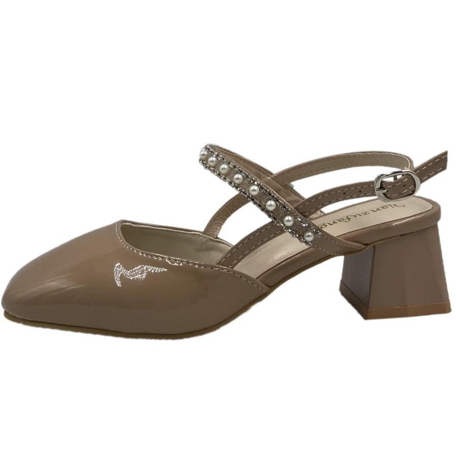 Pearl Thick-heeled Sandals Women's 2025 Summer New Fashion Retro Temperament Mary Jane Shoes One-word Buckle High Heels