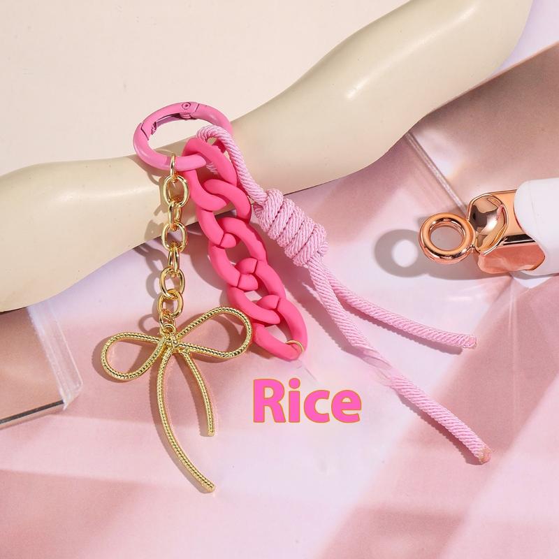 Y2K Trendy Creative Beaded Keychain Personalized Versatile Keyring Phone Lanyard For Girls Bag Pendant Key Hanging Decoration