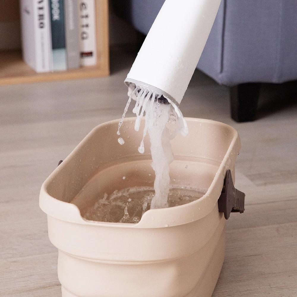 Flat Mop Mop with Foldable Bucket Free Hand Washing Lazy Mop Squeeze Mop for Wooden Floor Mop Household Cleaning Tool