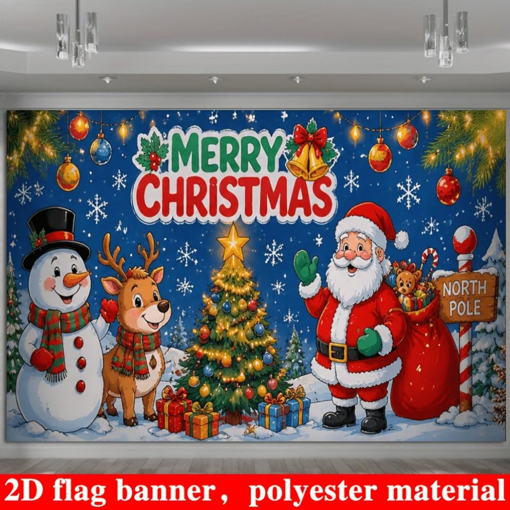 1Pcs Santa Snowman Reindeer Christmas Tree Decoration Background Xmas Backdrop Decorations For Photo Studio Photo Booth Party