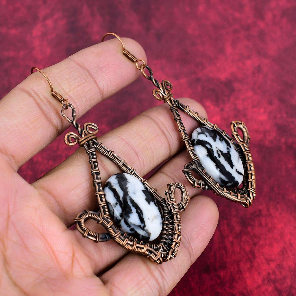 White buffalo turquoise earring copper wire wrapped earring handmade jewelry real gemstone earrings copper wire wrap jewelry gifts for wife