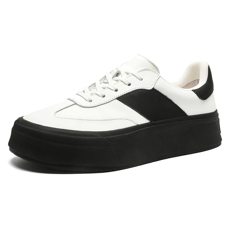 Fashion High Quality Men Casual Shoes Hot Sale Lightweight Sneakers Genuine Leather Wedding Dress Shoes Outdoor Thick Bottom Walk Shoes