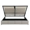 Cotton-linen upholstered bed, with hydraulic lever, bed box storage, rivet decoration, 140 x 200 cm, without mattress