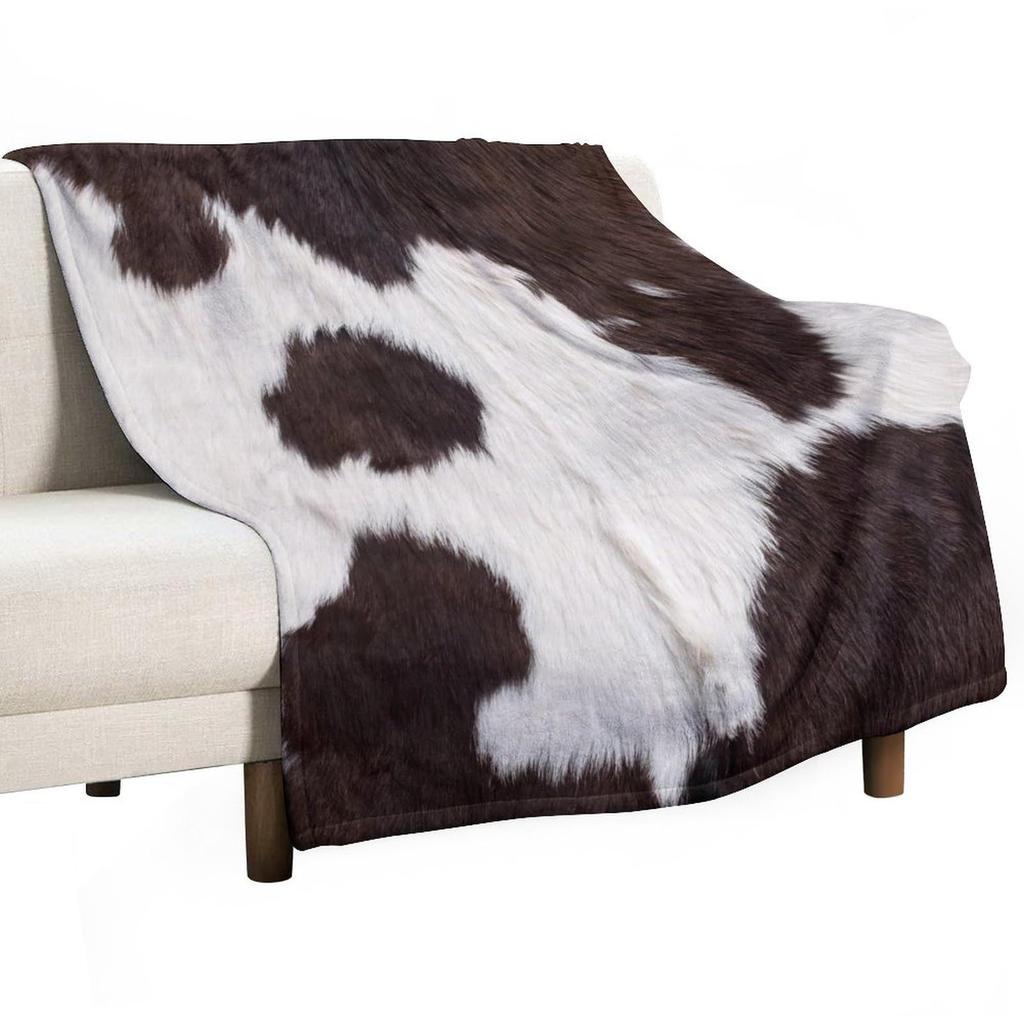 Cow Skin Texture Series Digital-printed Polyester Bedroom Velvet Flannel Cover Blanket Fleece Soft Sofa Cover Blankets for Beds