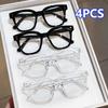 4pcs Square-Frame Reading Glasses for Women Men Minimalist Black Clear Full-Rim Frames Durable Eyewear for Computer Use