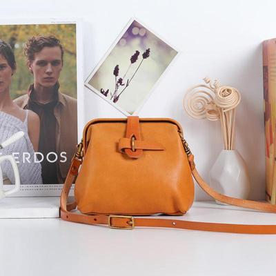 Genuine Leather Simple Small Crossbody Bags For Women Natural Soft Cowhide Solid Color Versatile Vintage Shoulder Bag