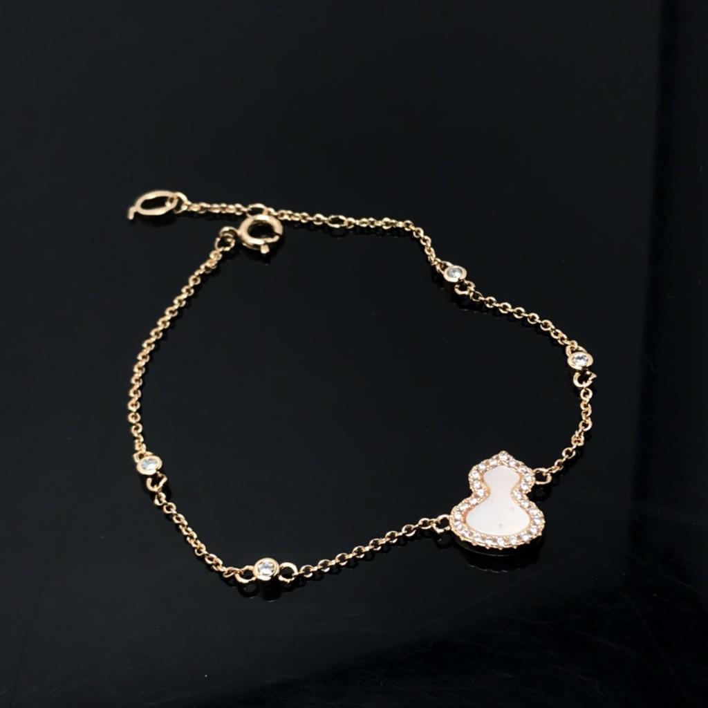 Kirin White Shell Agate Gourd Bracelet Rose Gold Diamond Full Diamond Jewelry