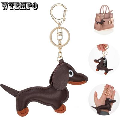4pcs Leather Dachshund Keychain Dachshund Keychain Bag Pendant Key Chain Cute Puppy Dog Charm Gifts