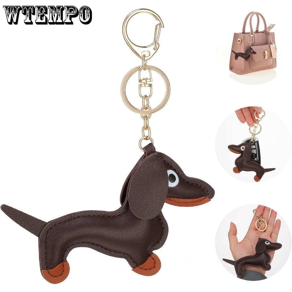 4pcs Leather Dachshund Keychain Dachshund Keychain Bag Pendant Key Chain Cute Puppy Dog Charm Gifts