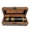 38.1 cm Brass Leather or Black Gunmetal Finish Telescope in a wood box.