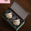 2pc/set Chinese Dragon Phoenix Ceramic Teacup Handmade Gilt Silver Master Cup Tea Couple Pair Tasting Tea Bowl Mug Drinking Gift