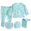 Newborn Baby Boys Girls Cartoon Long Sleeve Tops+Hat+Pants +Bib Outfits Set