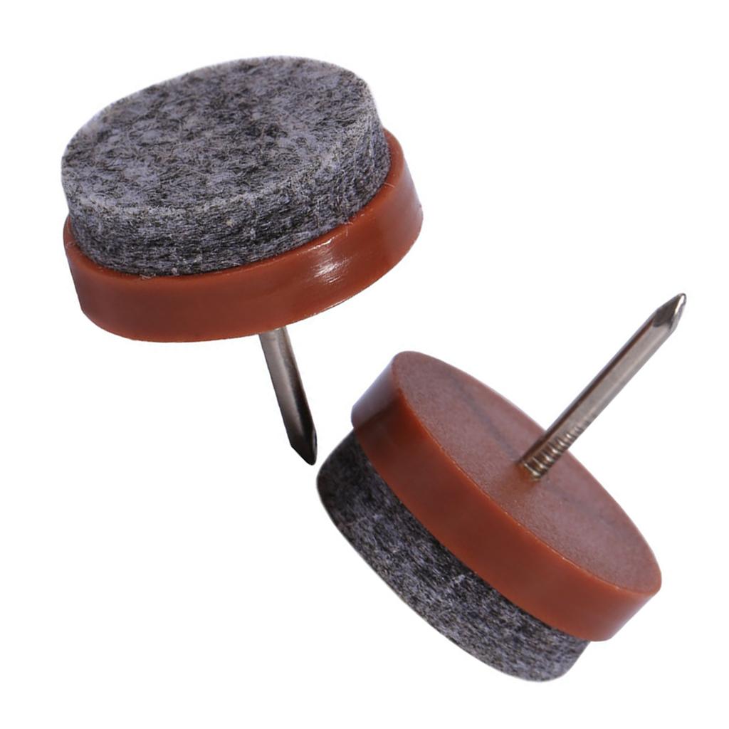 20x Furniture Table Chair Leg Floor Felt Pad Skid Glide Slide Nail Protector Brown 24mm