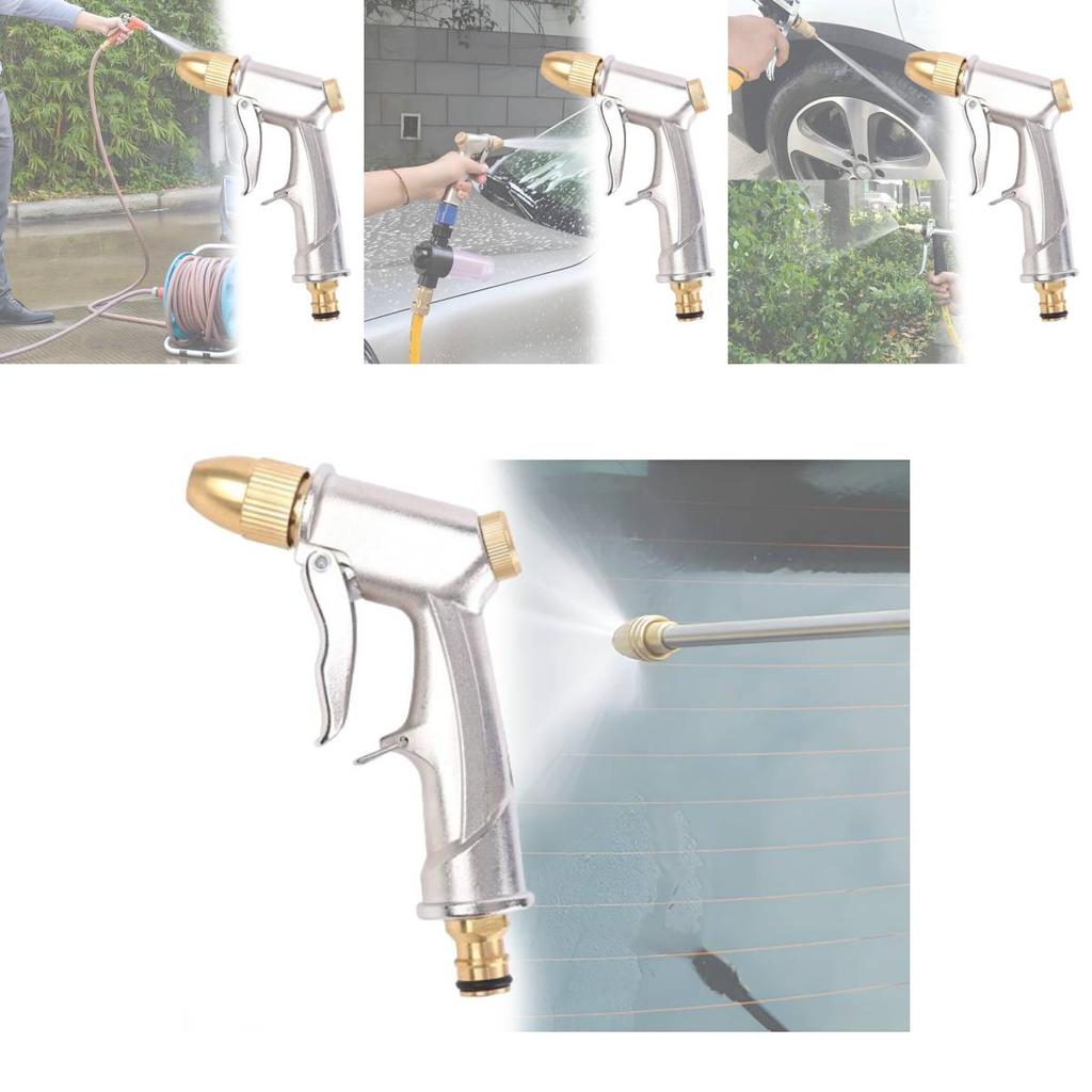 Premium Silver Plated Aluminum Alloy Water Gun For Car Washing And Gardening Needs