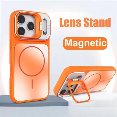 Luksusa statīvs ar aizsargu Magsafe tālruņa maciņam iPhone 17 Air 16 15 14 13 12 11 Pro Max magnētiskai bezvadu uzlādei AG matēts vāciņš