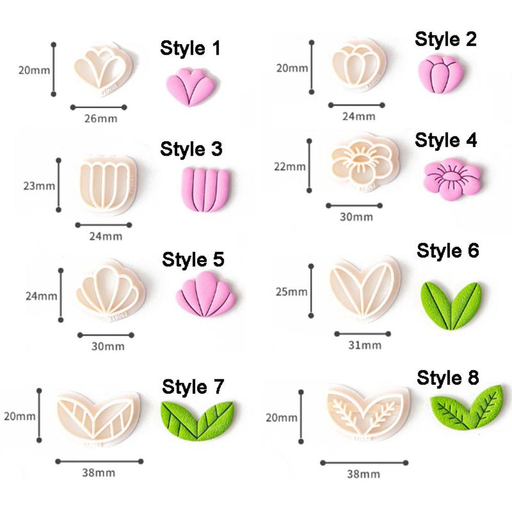 Flower Shape Clay Cutter Leaf 5-petal Flowers Polymer Clay Cutters Mold for Earring Jewellery Making Cake Cupcake Decorations