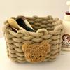 Ins Kawai Desktop Storage Basket Korean Bear Cotton Linen Woven Basket Cute Cosmetics Makeup Sundry Storage Basket Organizer Box