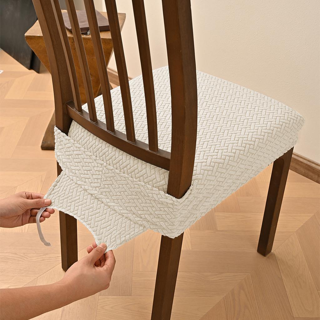 1Pc Home Chair Cushion Cover Removable Anti-Dust Chair Cushion Slipcovers Jacquard Dining Chair Seat Cover Elastic Chair Case