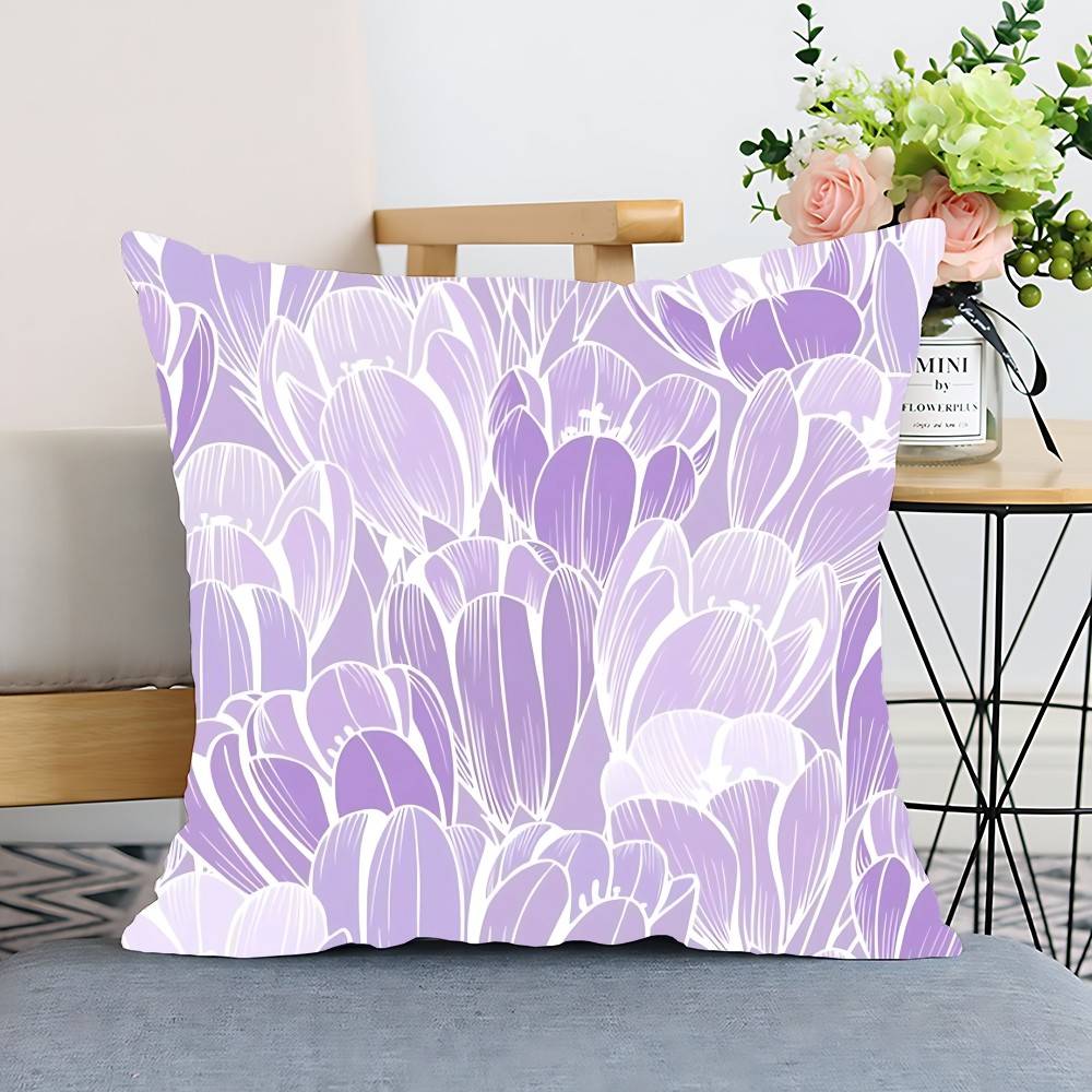 

Наволочка з лавандовим візерунком у клітинку бузкового кольору Подушка-покривало Поліестерова наволочка Декоративна наволочка для диванної подушки Декор для дому 16x16Inch