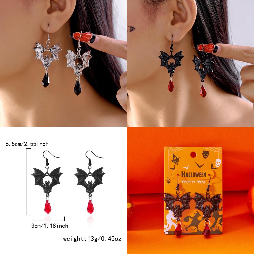 Vintage Halloween Fledermaus Ohrhänger für Damen mit galvanisch beschichtetem Legierungsschmuck