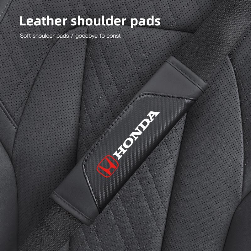 Car Safety Belt Cover Pads Auto Leather Shoulder Cushion Accessories For Honda civic accord fit jazz pilot CRV odyssey passport TO0