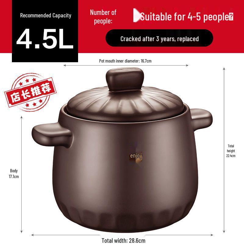 Supor High-Temperature Resistant Ceramic Stew Pot: Crack-Resistant Household Sand Pot for Soups and Stews