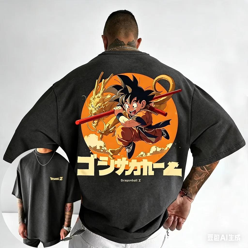 Dragon Ball Trendy Hot Items Anime Goku Printed Tshirt 2026 Summer New Style Mens and Womens Loose Casual Street Fashion Top