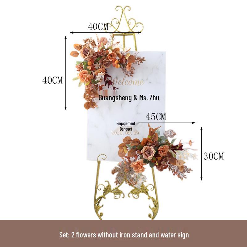 Retro Brown Floral Silk Flower Wall Hanging for Weddings and Events