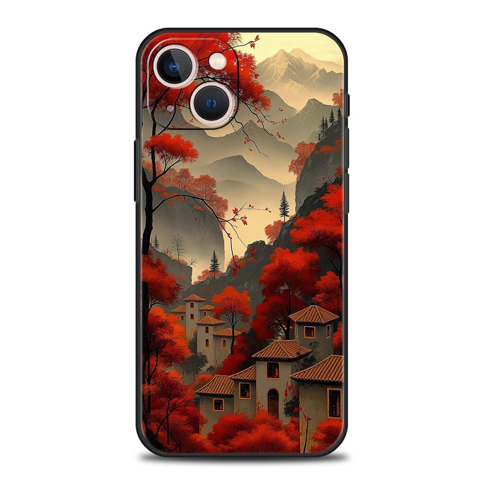 

Watercolor Town Streetscape Phone Case, Colorful Mediterranean Style Print For iPhone 17 16 15 14 13 12 11 Series Pro Max Plus iphone 12 ProMax