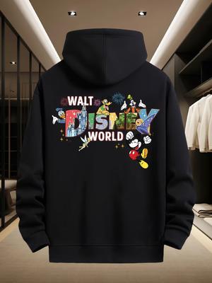 Disney Herren Kapuzenpullover Mickey Serie Sweatshirt Herbst und Winter Lässig Weiß Herren- und Damenoberteil Hoodie