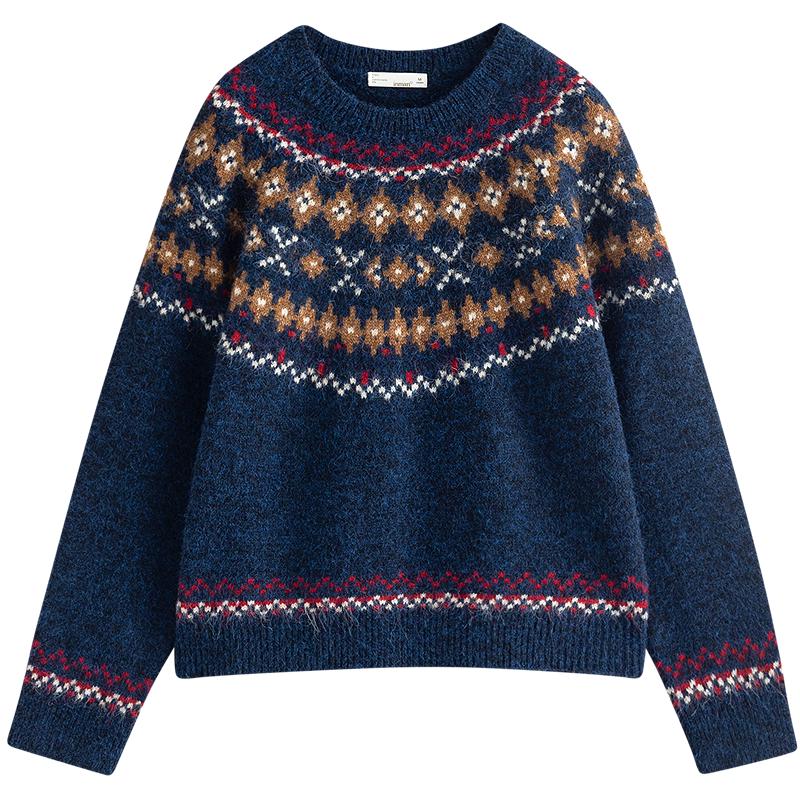 INMAN Women's Fair Isle Jacquard Wool Blend Knitwear