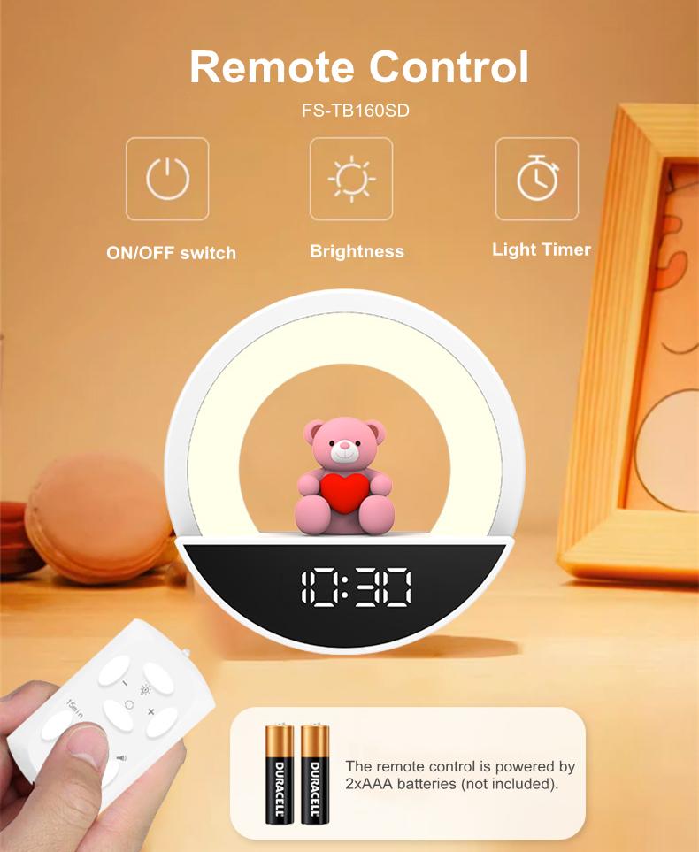 Night Lights with Colck Remote Control Bluetooth EU Plug Into Wall LED RGB Cool Lighting Soft Light Cute Christmas Gift for Kids