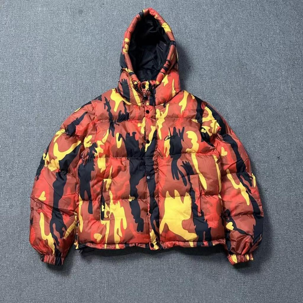 Corteiz 24ss Alcatraz Bestickte Kapuzen-Daunenjacke - Trendiger Winter-Paarstil