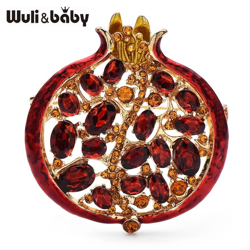 

Wuli&baby Red Crystal Pomegranate Plant Brooch Pins For Women Summer Jewelry Gift Bag Suit Accessory красный