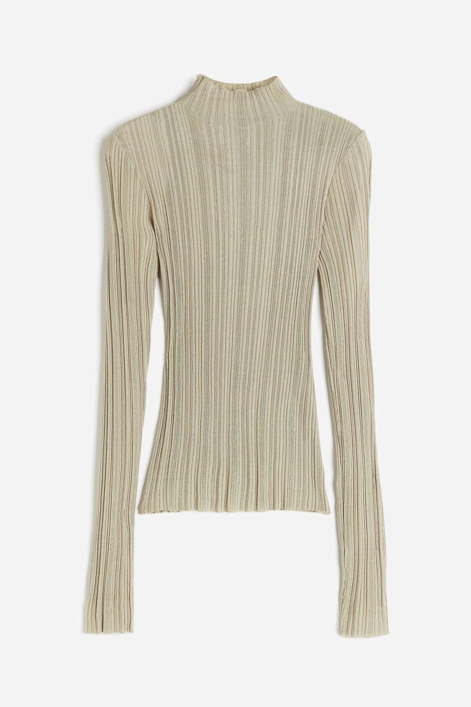 

Sheer rib-knit turtleneck top