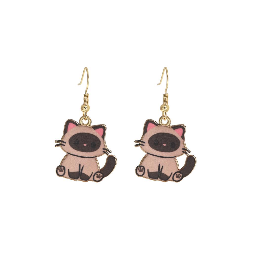 Fun Cartoon Cute Kitten Earrings, Creative Simple Earrings Animal Earrings