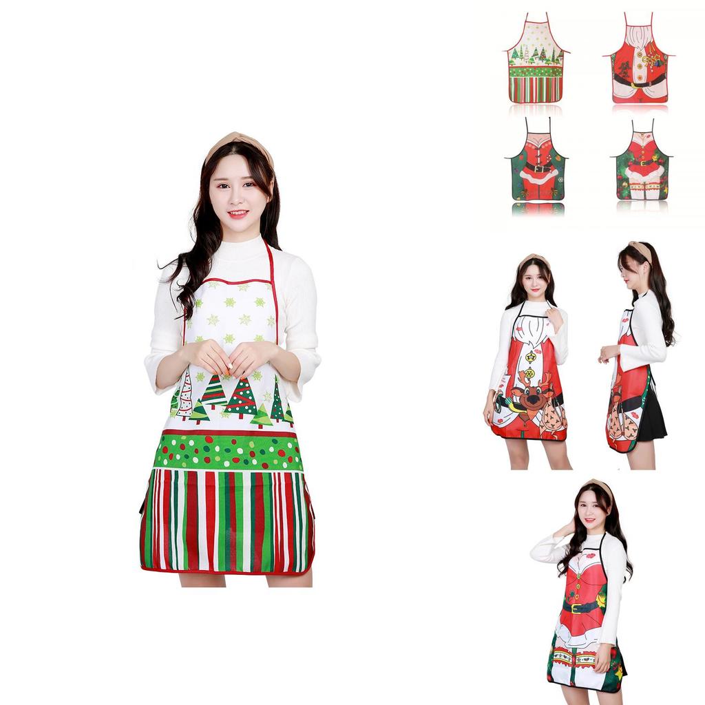 Festive Christmas Apron With Beautiful Snowman Design For Holiday Party Decor